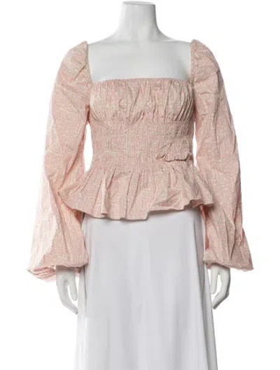 Pre-owned Staud Printed Square Neckline Top In Pink