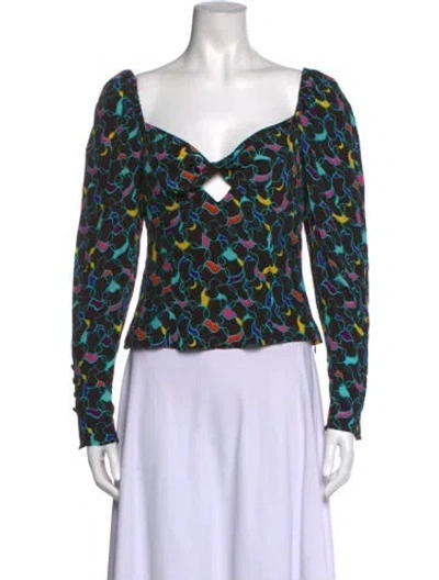 Pre-owned Staud Printed V-neck Top In Multicolor