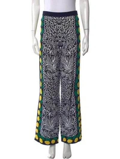 Pre-owned Staud Printed Wide Leg Pants In Blue