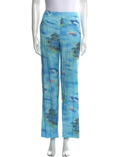 Pre-owned Staud Printed Wide Leg Pants In Blue