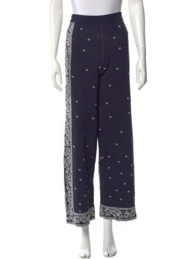 Pre-owned Staud Printed Wide Leg Pants In Blue