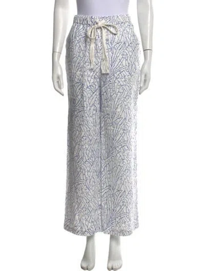 Pre-owned Staud Printed Wide Leg Pants In Blue/white