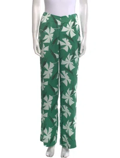 Pre-owned Staud Printed Wide Leg Pants In Green