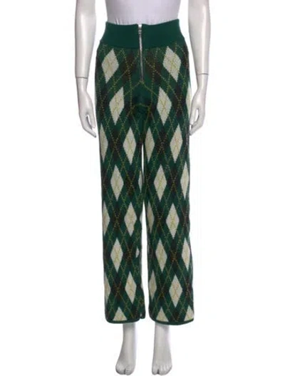 Pre-owned Staud Printed Wide Leg Pants In Green