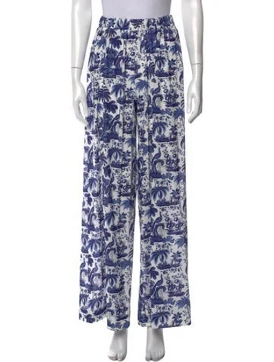Pre-owned Staud Printed Wide Leg Pants In Multi