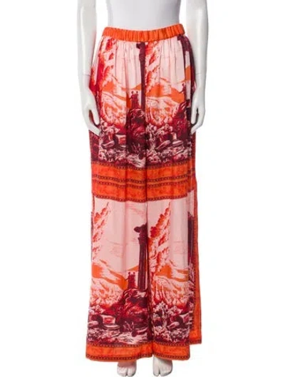Pre-owned Staud Printed Wide Leg Pants In Orange