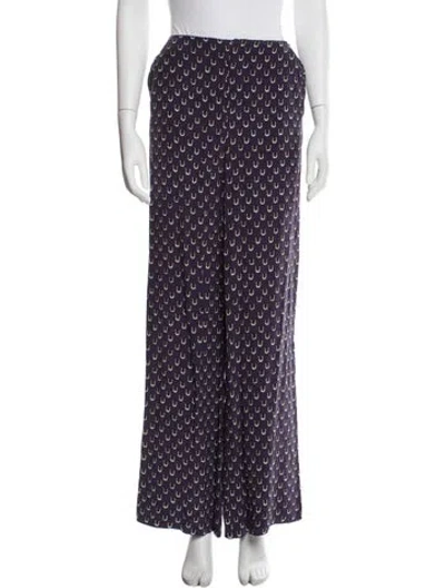 Pre-owned Staud Printed Wide Leg Pants In Purple