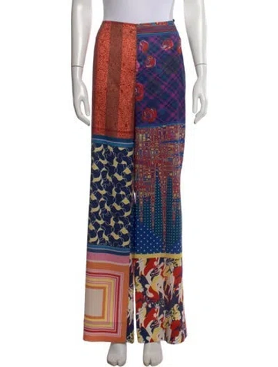 Pre-owned Staud Printed Wide Leg Pants In Red