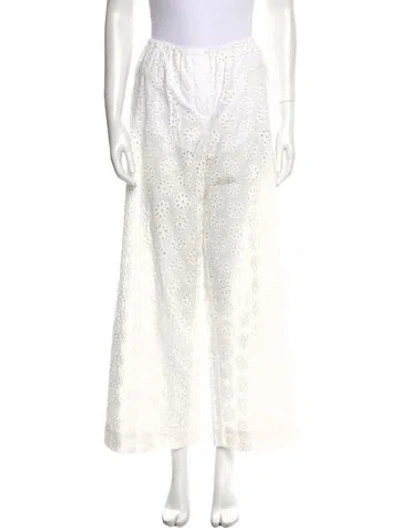 Pre-owned Staud Printed Wide Leg Pants In White