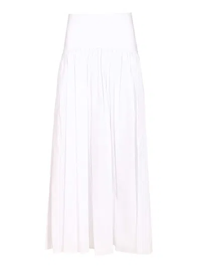 Staud Procida Cotton Popeline Maxi Skirt Skirts White In Red