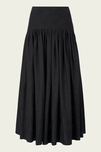 STAUD PROCIDA EYELET SKIRT IN BLACK
