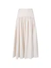 Staud Procida Gathered Midi High Waist Dress In Neutral