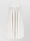 Staud Procida Gathered Midi High Waist Dress In White