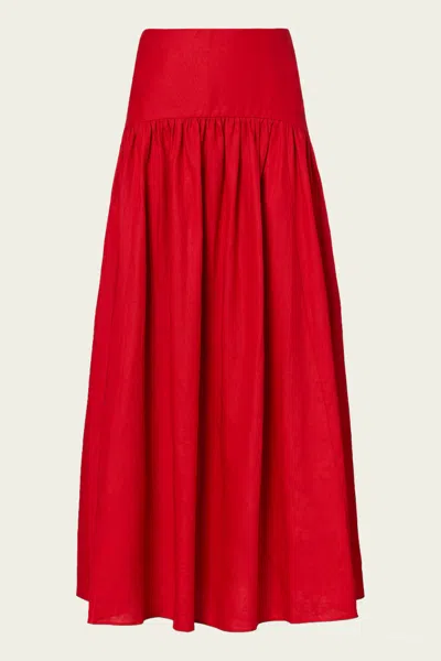 Staud Procida Linen Skirt In Tomato In Red