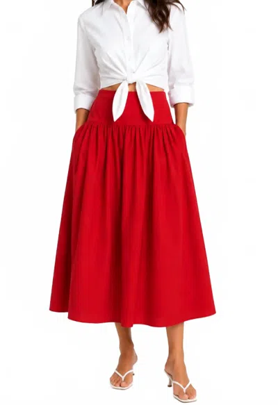 Staud Procida Linen Skirt In Tomato In Red