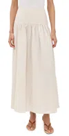 Staud Procida Gathered Midi High Waist Dress In White