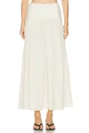Staud Procida Gathered Midi High Waist Dress In White