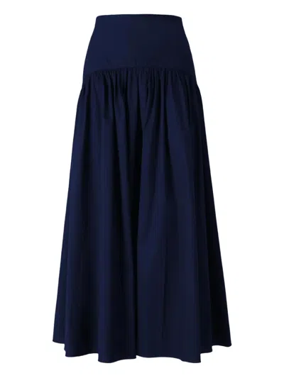 Staud Navy Procida Maxi Skirt In Navy Blue
