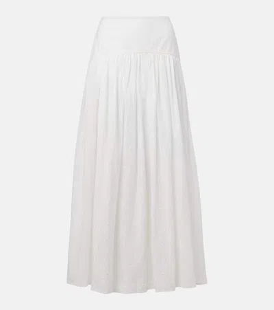 STAUD PROCIDA PLEATED COTTON MAXI SKIRT