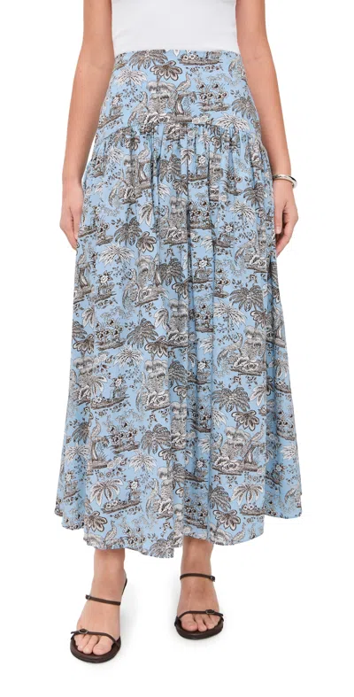 Staud Procida Skirt Sky Toile In Blue