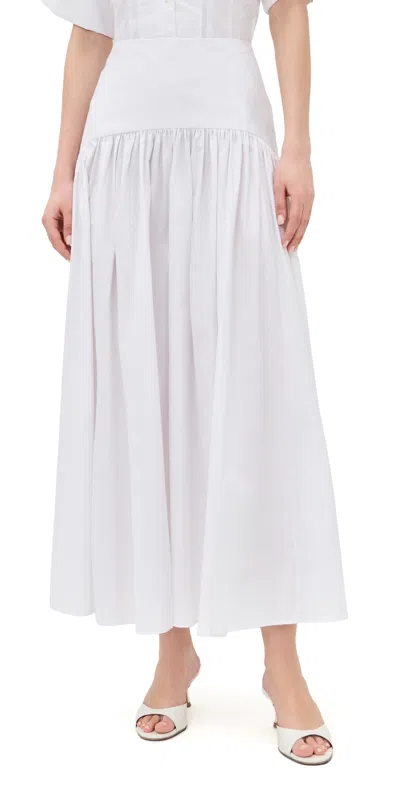 Staud Procida Cotton Popeline Maxi Skirt In White