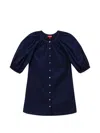 Staud Puffed-sleeve Button-fastening Mini Dress In Blue