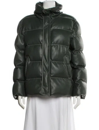Pre-owned Staud Puffer Coat In Green