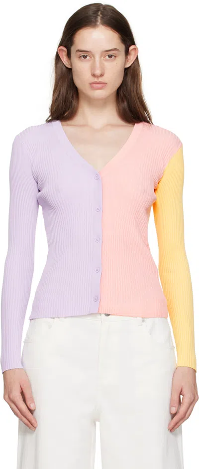 Staud Cargo Colour-block Cardigan In Pink Sherbet (pkst)