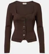Staud Rachela Knit Button-front Top In Brown