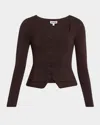 Staud Rachela Knit Button-front Top In Brown