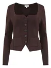 Staud Rachela Long-sleeve Cardigan In Brown