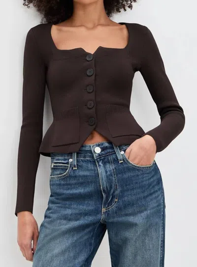 Staud Rachela Top Sweater In Earth In Black