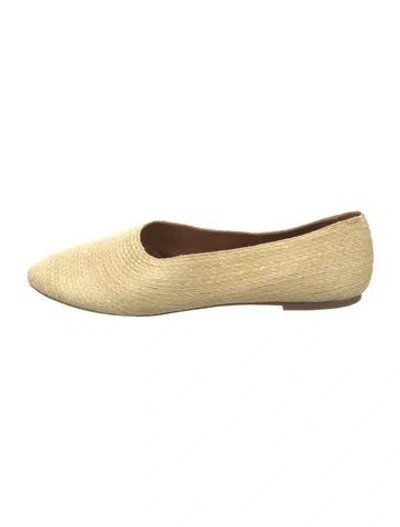 Pre-owned Staud Raffia Ballet Flats In Yellow