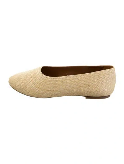 Pre-owned Staud Raffia Flats In Gold