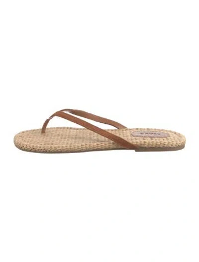 Pre-owned Staud Raffia Flip Flops In Neutrals