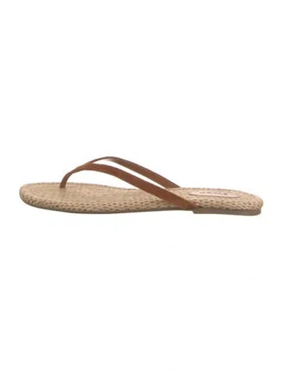 Pre-owned Staud Raffia Flip Flops In Neutrals