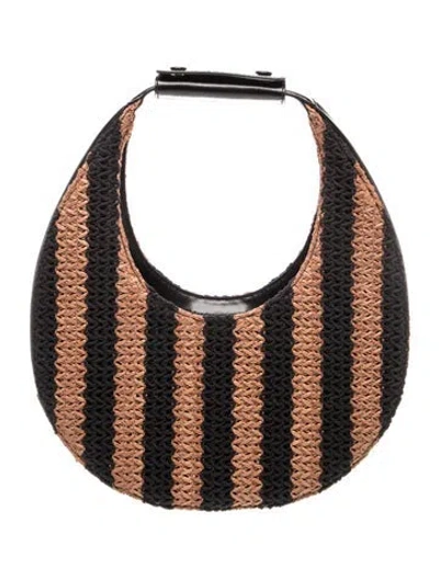 Pre-owned Staud Raffia Moon In Brown