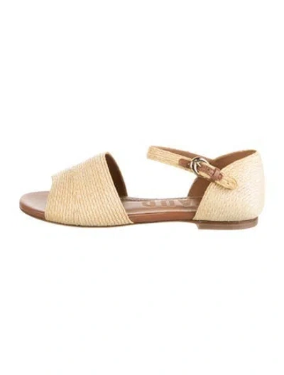 Pre-owned Staud Raffia Sandals In Gold