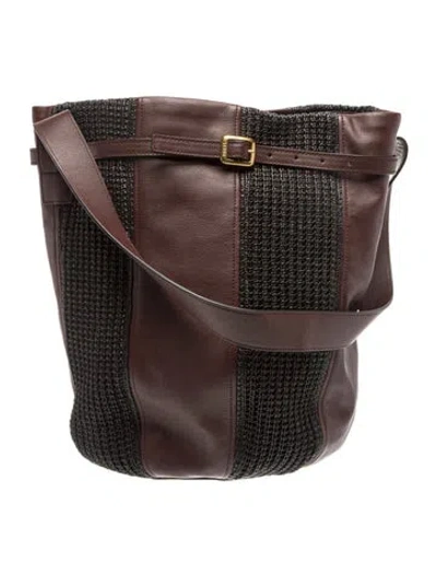 Pre-owned Staud Raffia Shoulder Bag In Blue