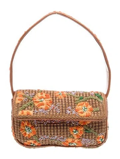 Pre-owned Staud Raffia Shoulder Bag In Brown