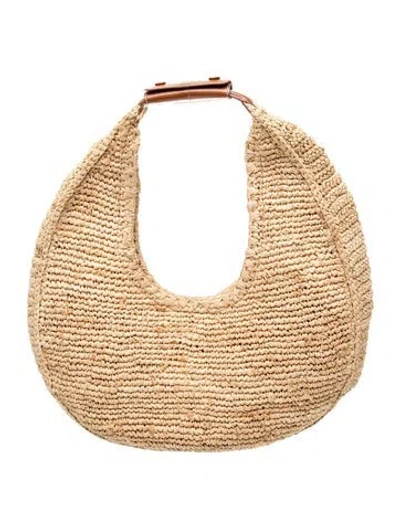 Pre-owned Staud Raffia Shoulder Bag In Brown/neutrals