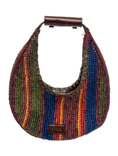 Pre-owned Staud Raffia Shoulder Bag In Multicolor