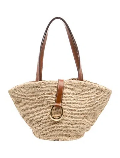 Pre-owned Staud Raffia Shoulder Bag In Neutral
