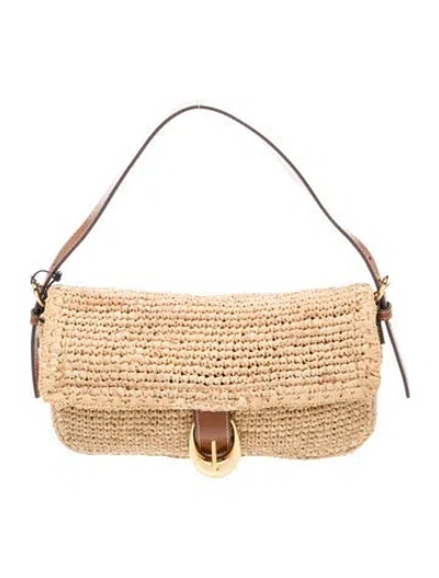 Pre-owned Staud Raffia Shoulder Bag In Neutrals