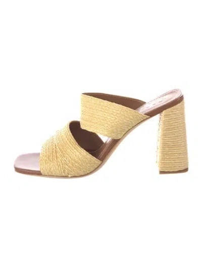 Pre-owned Staud Raffia Slides In Multi