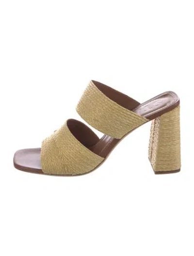 Pre-owned Staud Raffia Slides In Multi
