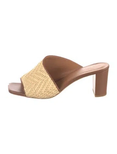 Pre-owned Staud Raffia Slides In Neutral