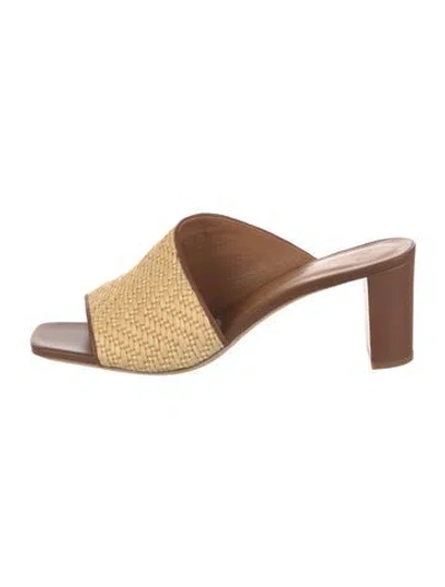 Pre-owned Staud Raffia Slides In Neutral