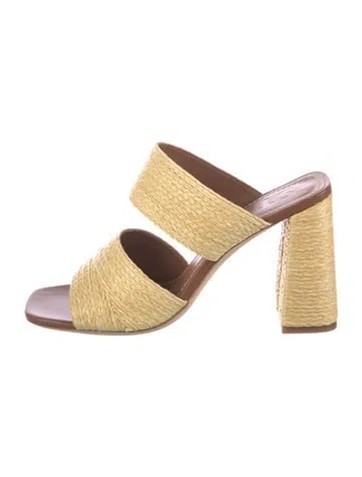 Pre-owned Staud Raffia Slides In Neutral