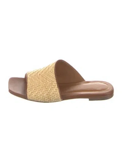 Pre-owned Staud Raffia Slides In Neutrals